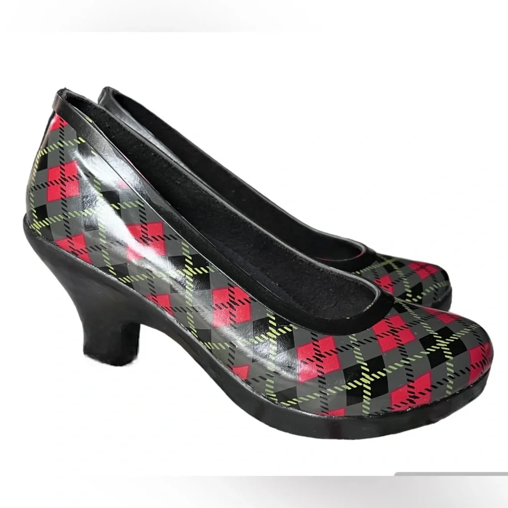 dav black green scot plaid pumps heels size 6 - Picture 8 of 10